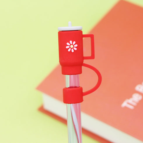 Silicone Straw Covers Cap with Tumbler 10mm Cute Tumbler Straw Toppers for Tumblers, Dust-Proof Drinking Straw Caps for Reusable Straws Tips
